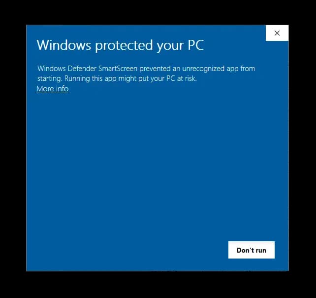Windows SmartScreen Warning